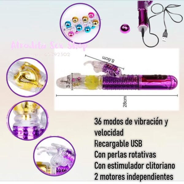 Vibrador Femenino Conejito Rotativo - Imagen 3