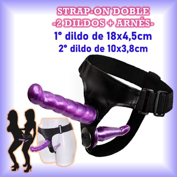 Strap-on femenino doble 2 dildos + arnés