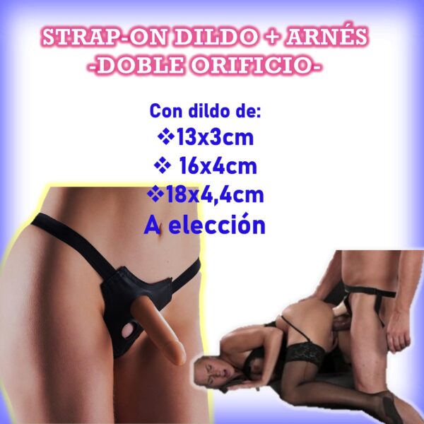 Strapon dildo + arnés doble orificio