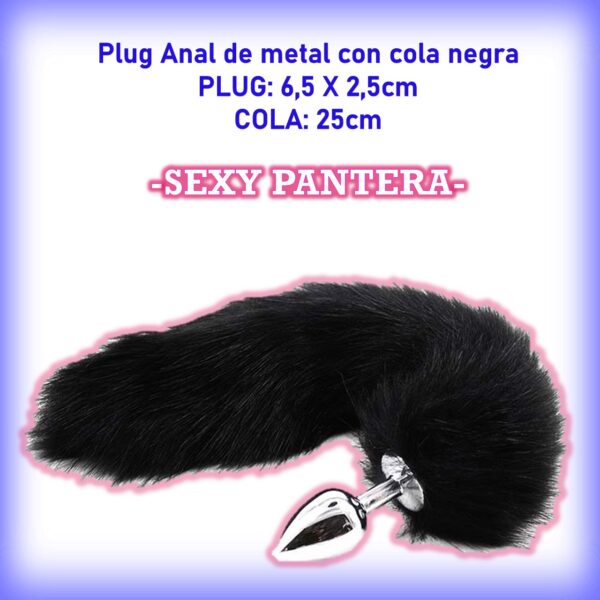 Plug anal de metal con cola negra