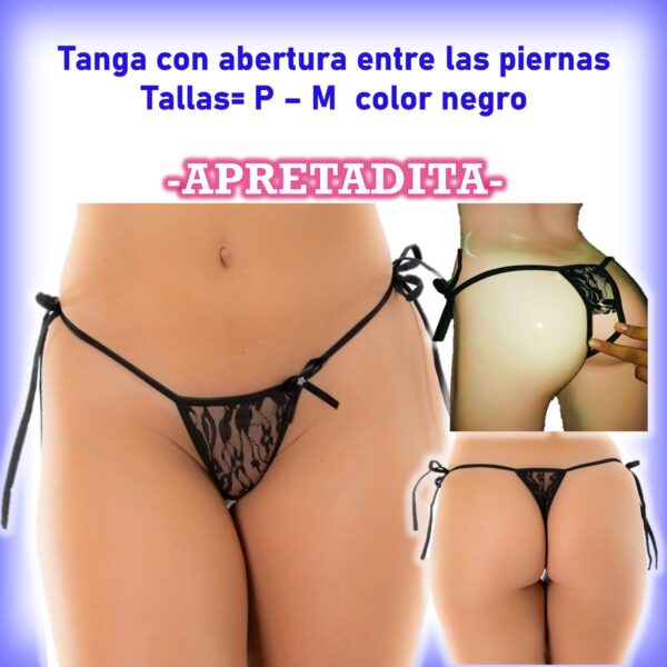 Tanga con abertura entre las piernas