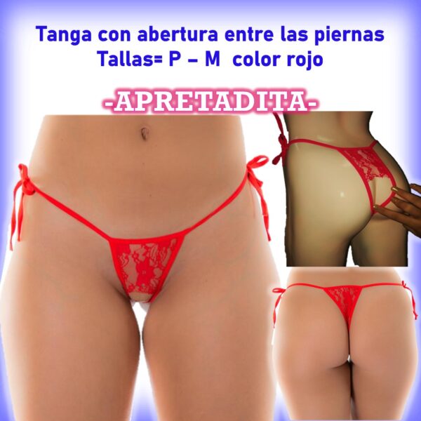 Tanga con abertura entre las piernas
