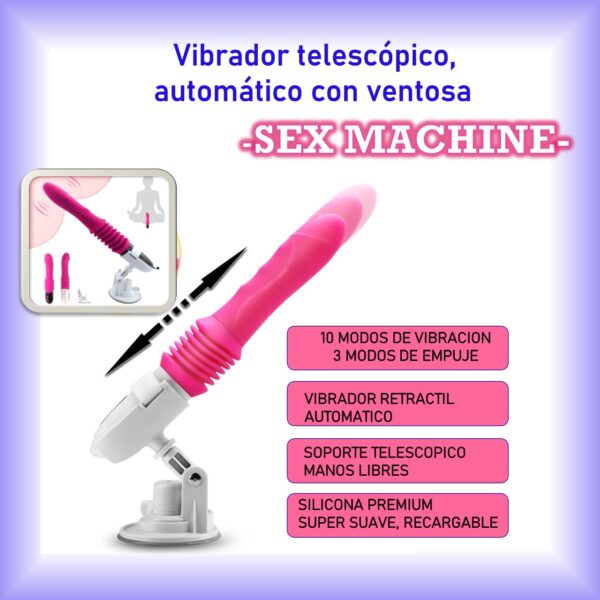 SEX MACHINE vibrador telescópico con ventosa
