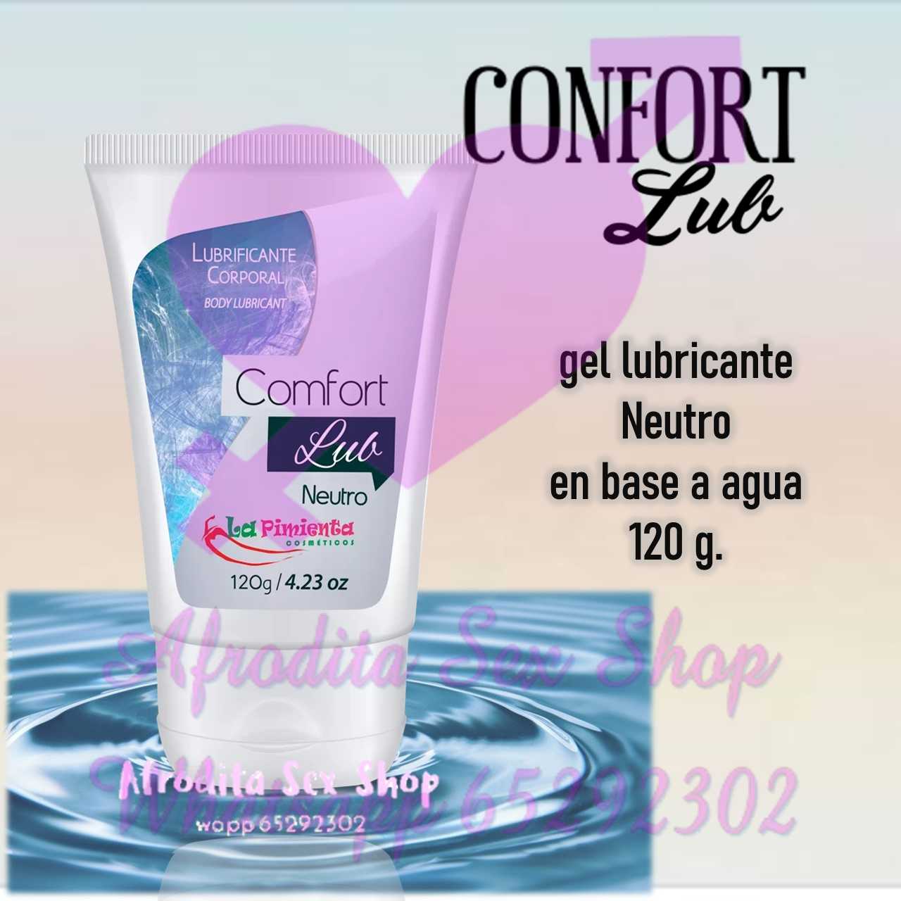 Lubricante gel Confort Lub neutro en base a agua 120ml.