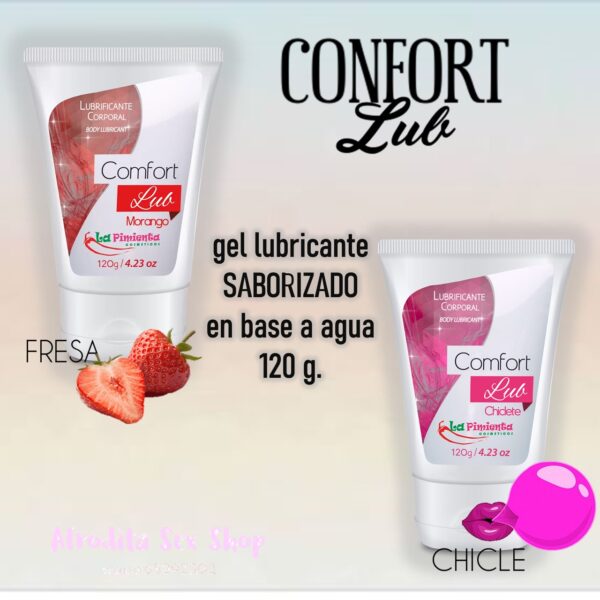 Lubricante gel con sabor Confot Lub en base a agua de 120 ml.